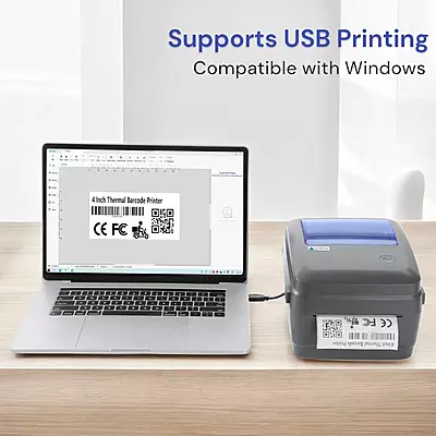 Atpos HQ450L 4 Inch (108mm) Thermal Barcode Shipping Label Sticker Printer | USB+Bluetooth Interface Atpos HQ450L 4 Inch (108mm) Thermal Barcode Shipping Label Sticker Printer | USB+Bluetooth Interface