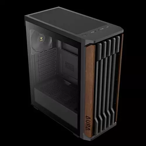 Gamdias AURA GC11 Wood ATX Mid Tower Case – Wooden Front | Type-C | Black