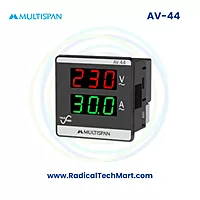 Multispan AV Series Amp + Volt Meter | 30A Direct + 500V AC | Dual LED Display | Panel Mount