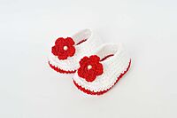 Valentine Pearl Baby Booties - White and Red