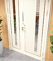 Classic Ivory 3D HDHMR Double Door with Vertical Panel Design
