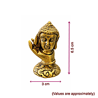 Golden Buddha Head Statue with Blessing Hand | Decorative Meditating Buddha Idol for Home Décor