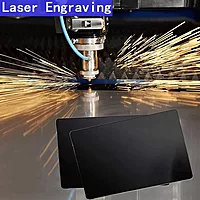 DIYAKON Black Aluminium Business Cards for Laser Engraving, ATM Card Size, 0.2mm Thick, Metallic Finish, 50 Pcs