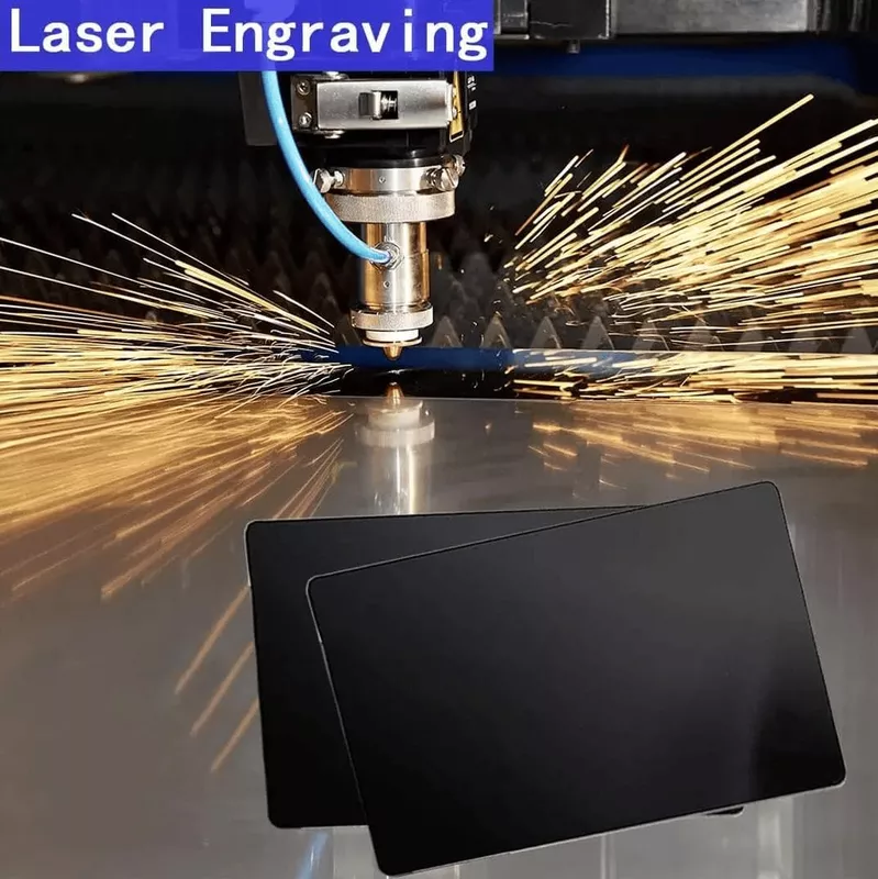 DIYAKON Black Aluminium Business Cards for Laser Engraving, ATM Card Size, 0.2mm Thick, Metallic Finish, 50 Pcs