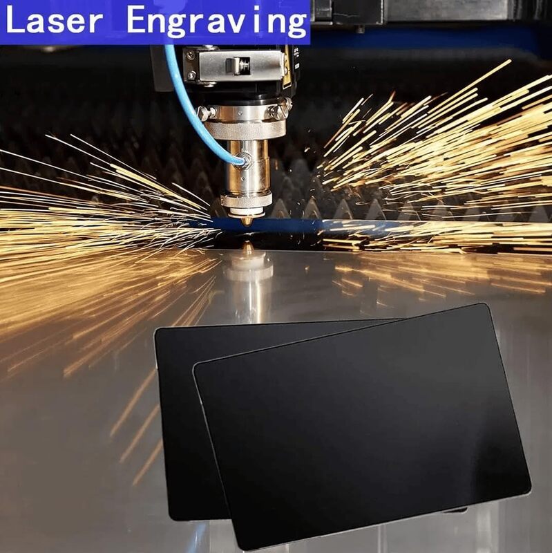 DIYAKON Black Aluminium Business Cards for Laser Engraving, ATM Card Size, 0.2mm Thick, Metallic Finish, 50 Pcs