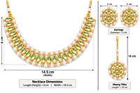 Green Marquise Stone Necklace Set with Matching Earrings and Maang Tikka