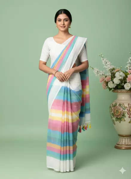Charmi - Multi Color Mul Cotton Saree SWS216