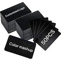 DIYAKON Black Aluminium Business Cards for Laser Engraving, ATM Card Size, 0.2mm Thick, Metallic Finish, 50 Pcs