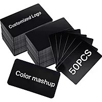 DIYAKON Black Aluminium Business Cards for Laser Engraving, ATM Card Size, 0.2mm Thick, Metallic Finish, 50 Pcs
