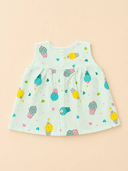 Mithai Cotton Embroidered Baby Frock - (0-6m) Green Mithai Cotton Embroidered Baby Frock - (0-6m) Green