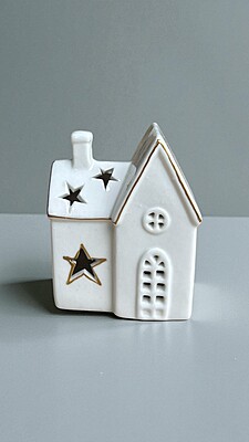 Ceramic White Mini Light House- Star window Ceramic White Mini Light House- Star window