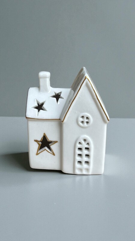 Ceramic White Mini Light House- Star window