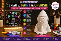 Pebblezapp LED Acrylic Writing Board with Light & 7 Pens | 8x8 in DIY 3D with 2D Rocket