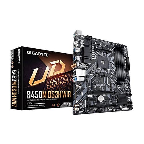Gigabyte B450M DS3H WiFi Motherboard – AM4 | DDR4 | PCIe x16 | WiFi & Bluetooth