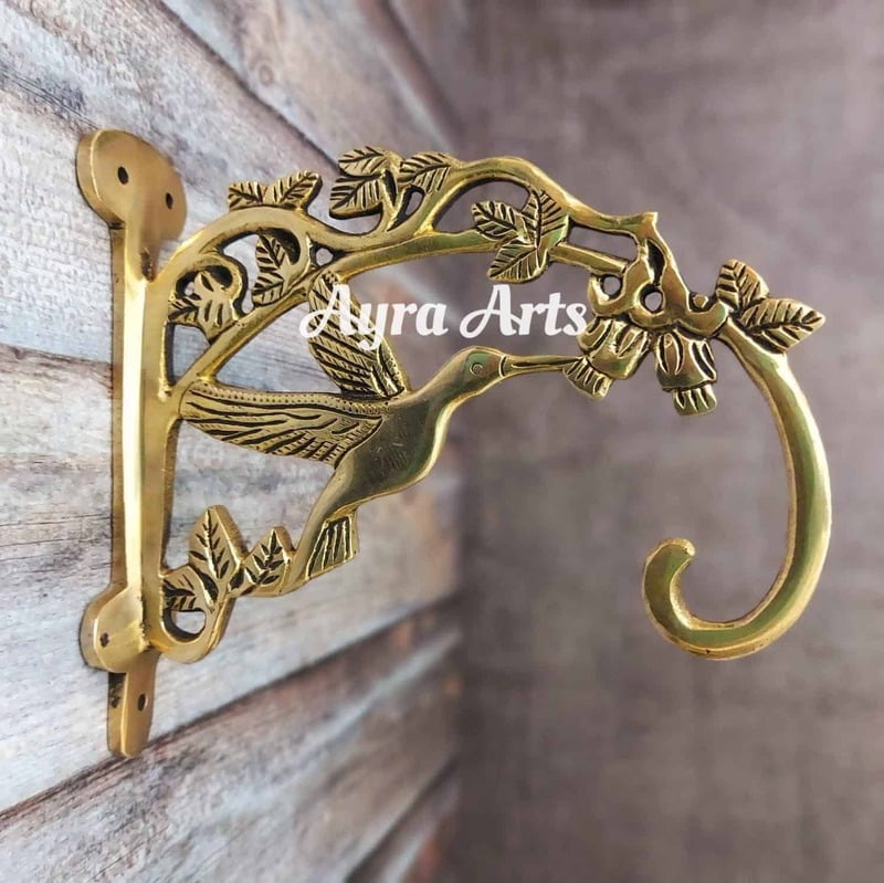 Brass Beautiful Bird Bracket - 6.5 inch Height