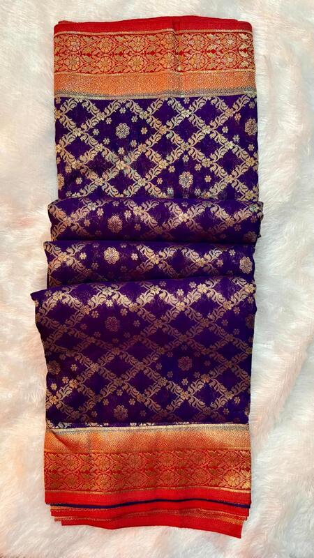 Banarasi semi crepe silk saree