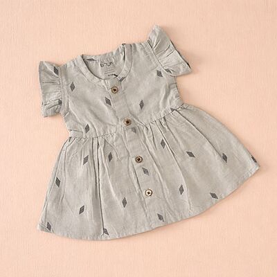 Cloud Grey Ethnic Frill Frock