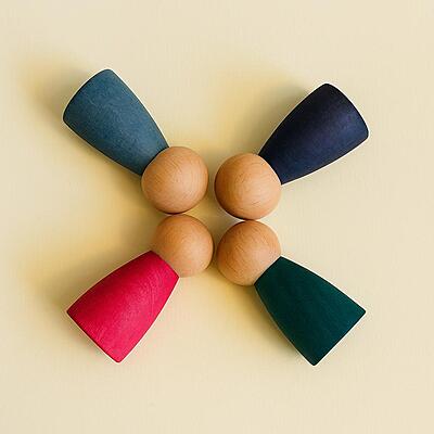 Wooden Peg Dolls- Pack of 4 Wooden Peg Dolls- Pack of 4