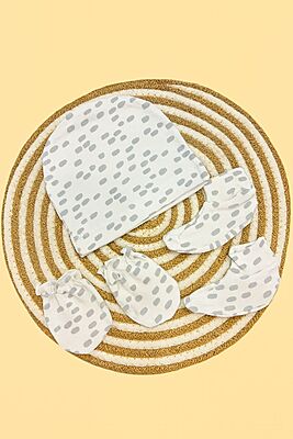 Cloud Pebbles Baby Cap, Mittens & Booties Set