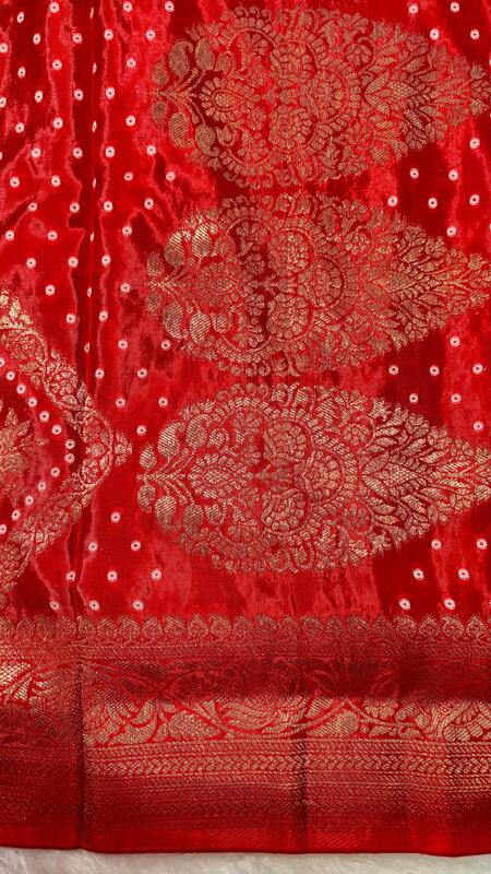 Banarasi Russian silk with Bandini weaving saree