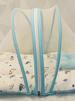 Muslin Foldable Baby Net Bed – Sky Blue Muslin Foldable Baby Net Bed – Sky Blue