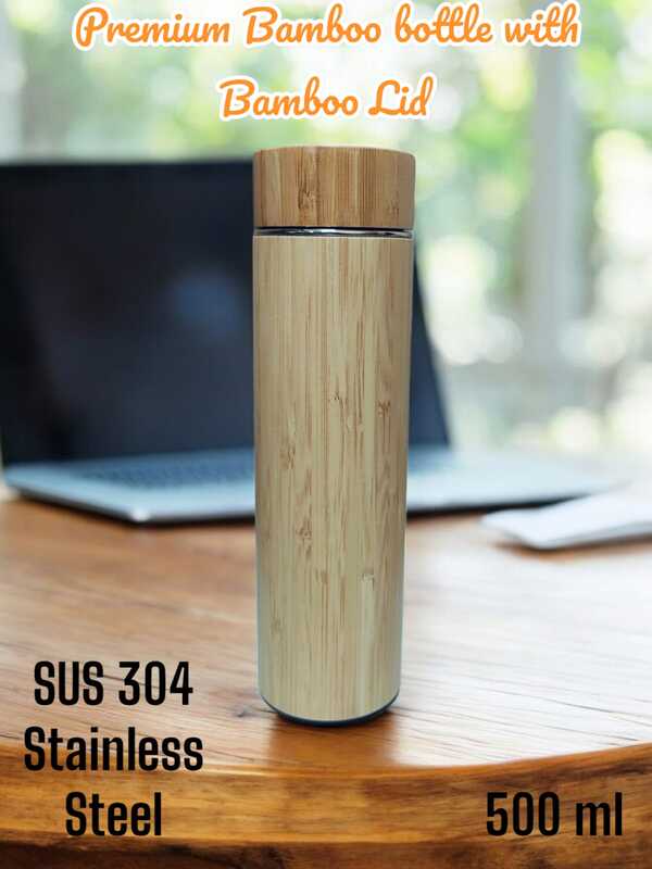 B6.4 Bamboo Insulated Flask with Bamboo Lid