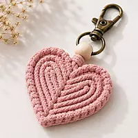 Macrame Heart Keychain — Ivory, Beige & Blush Pink (Set of 3)