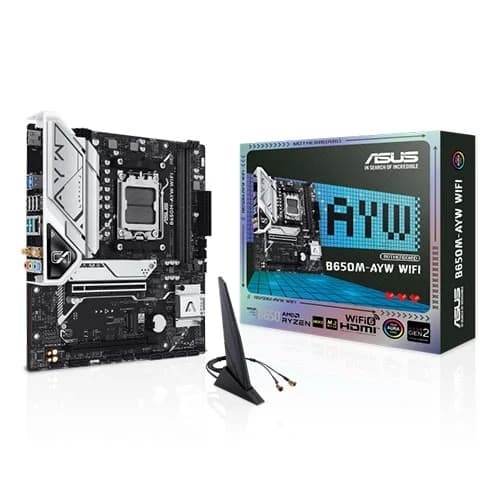 ASUS B650M-AYW WiFi Motherboard – AM5 | DDR5 | Micro-ATX | Ryzen 9000 Ready