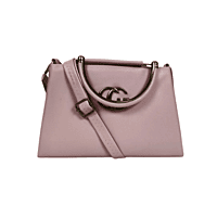 Blush Pink Structured Handbag with Metallic Handle