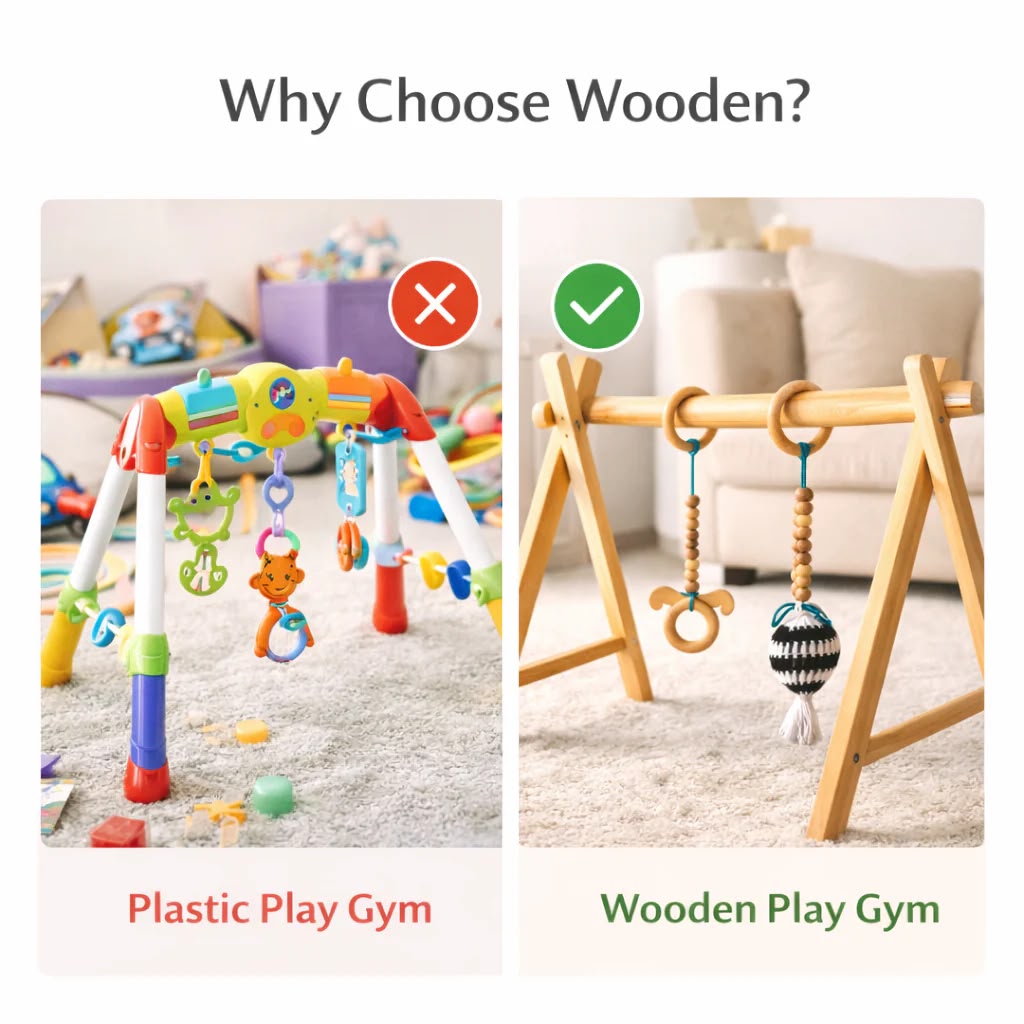 Wooden Baby Play Gym – First Reach Montessori Activity Gym Wooden Baby Play Gym – First Reach Montessori Activity Gym