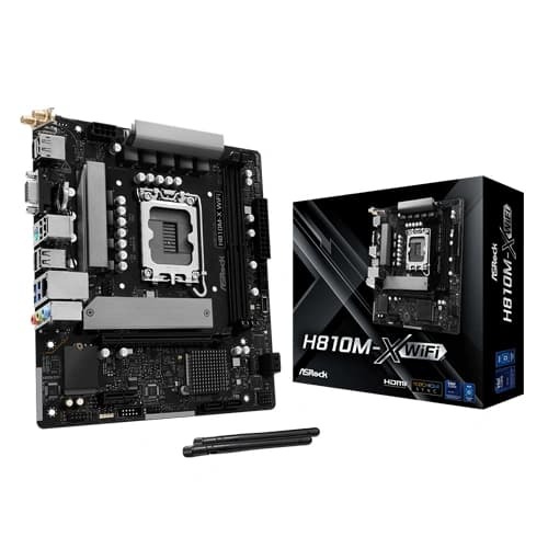 ASRock H810M-X WiFi M-ATX Motherboard – LGA1851 | DDR5 Support | WiFi & Bluetooth