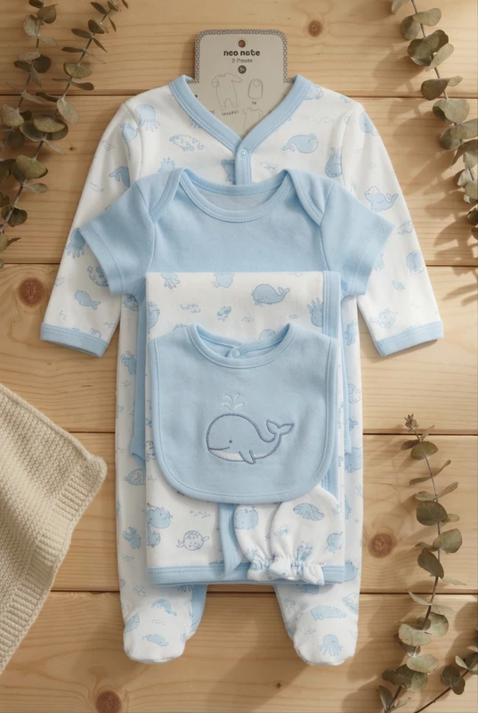 LittleToons Premium Cotton 6-Piece New-Born Baby Clothes Gift Set
