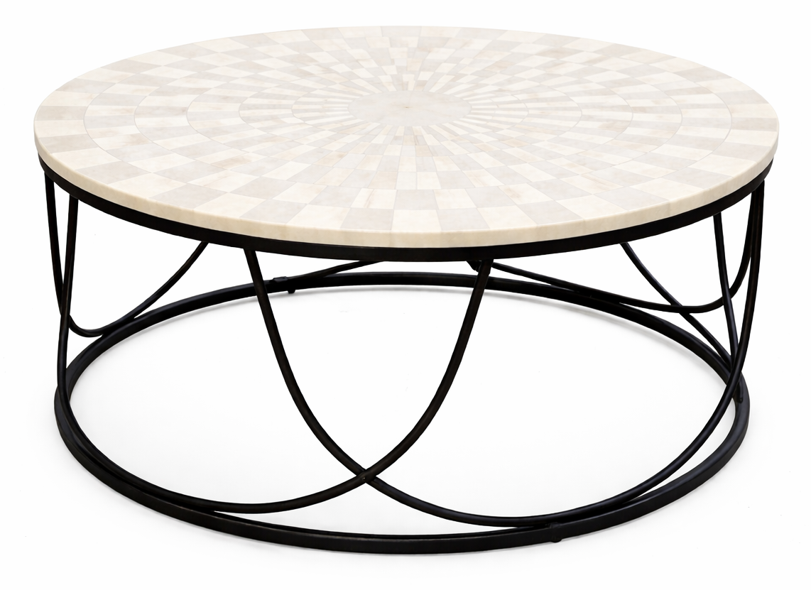 Jolie Engraved Marble Top Coffee Table