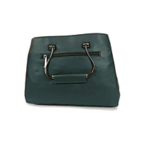 Dark Green Quilted Handbag with Pink Fur Charm