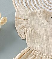 Butter Cream Crinkled Muslin Frill Frock