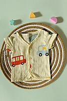 Premium Crinkled Muslin Cotton Jhabla (3-6 Months) – With Sleeves