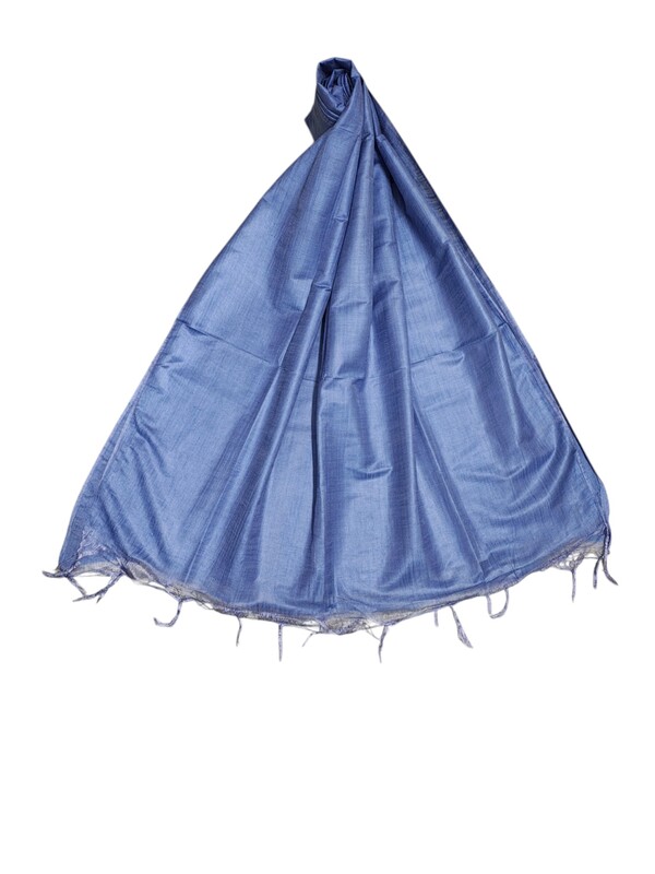 Baby Blue Solid Cotton Silk Dupatta for Women