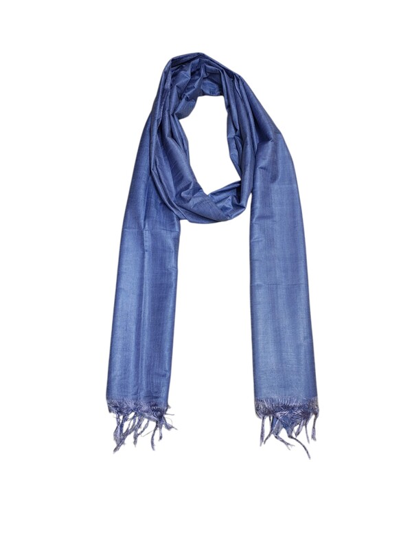 Baby Blue Solid Cotton Silk Dupatta for Women