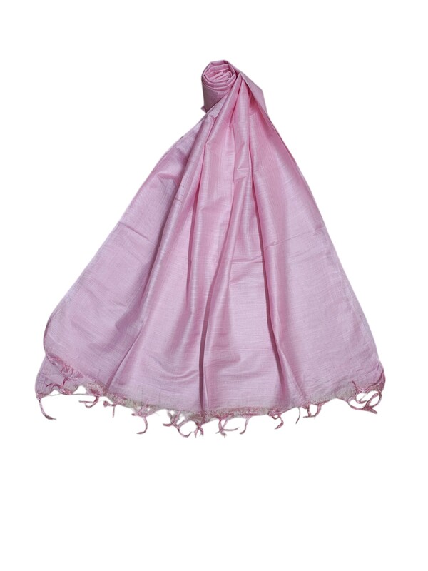 Baby Pink Solid Cotton Silk Dupatta for Women