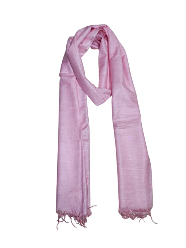 Baby Pink Solid Cotton Silk Dupatta for Women