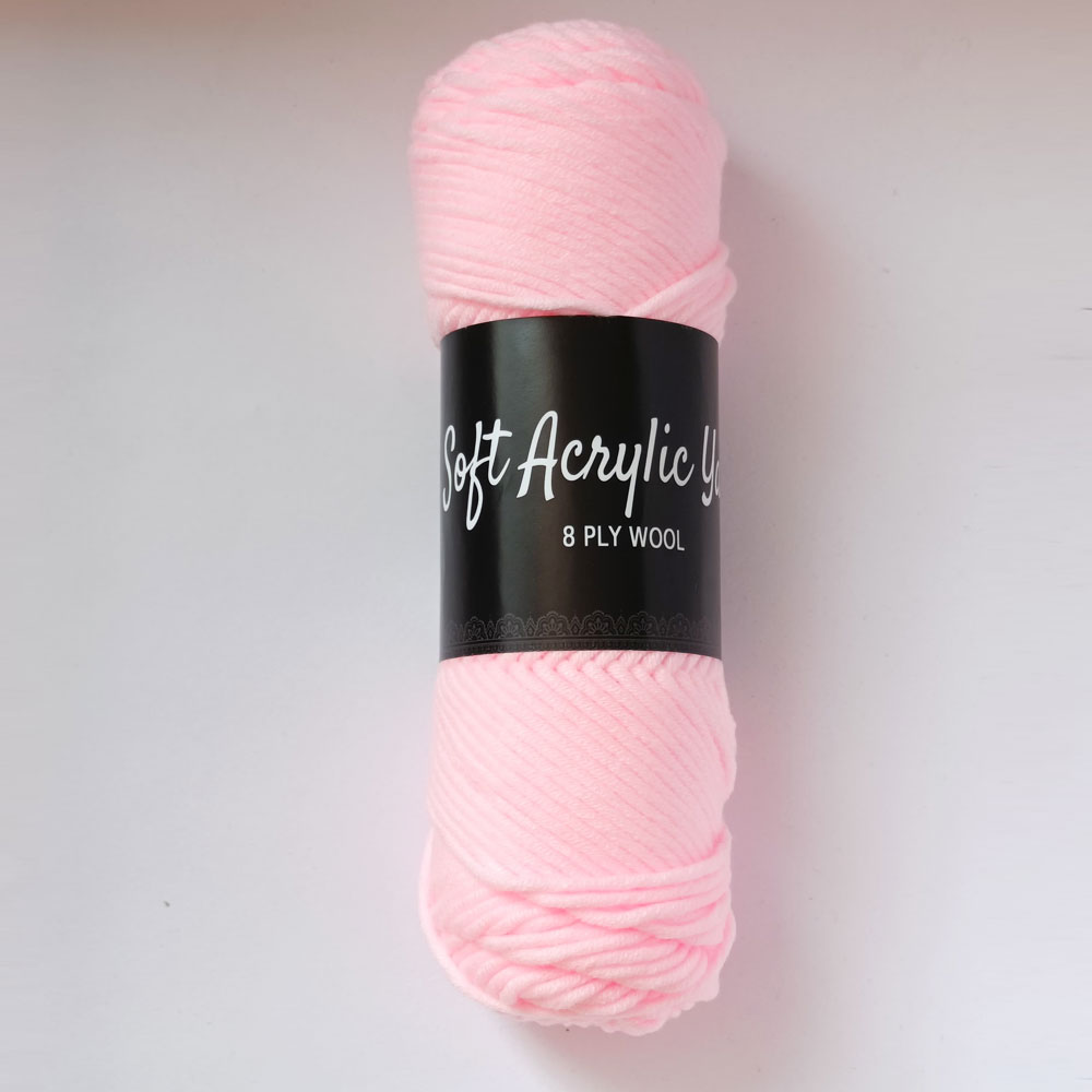Soft Acrylic Yarn 8 ply Baby Pink