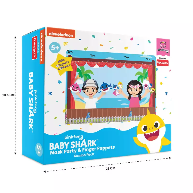 Funskool - Baby Shark Mask Party And Finger Puppets Combo Pack