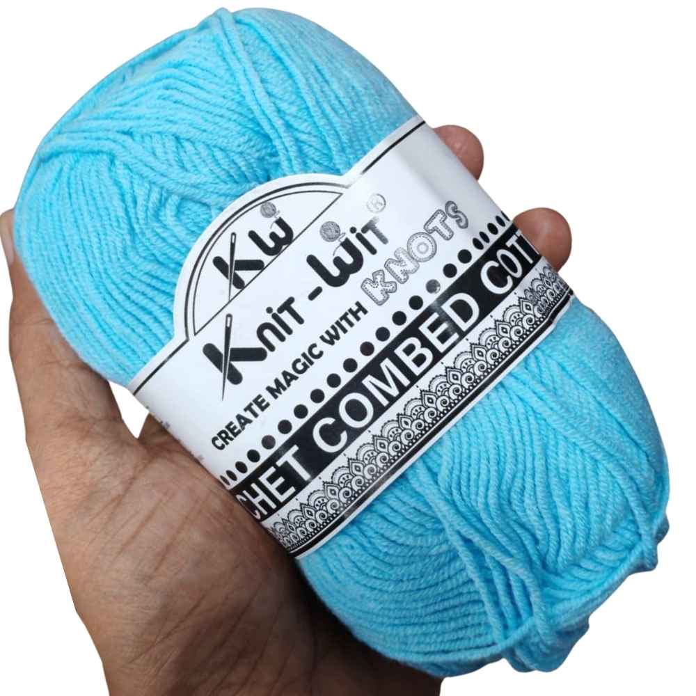 Crochet Combed Cotton Yarn 46 Lite Blue Crochet Combed Cotton Yarn 46 Lite Blue