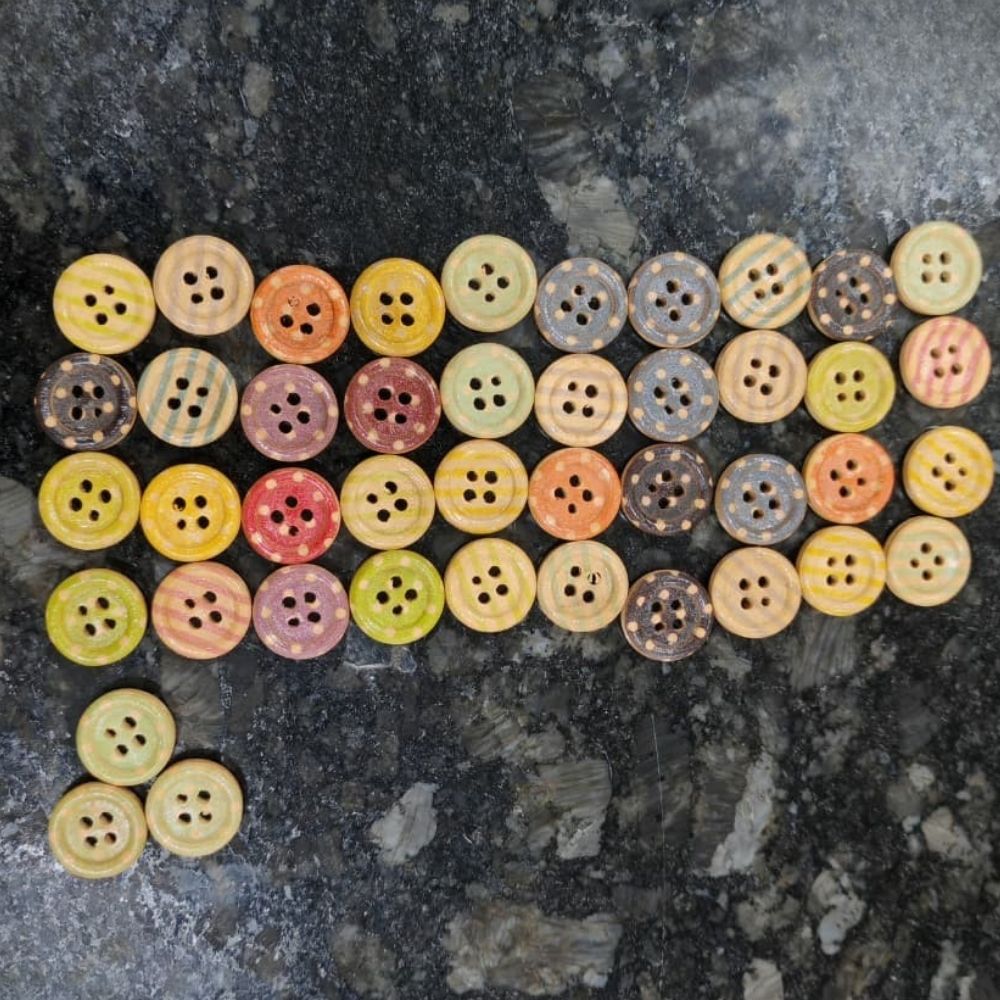 Printed Wooden Button Small Assorted