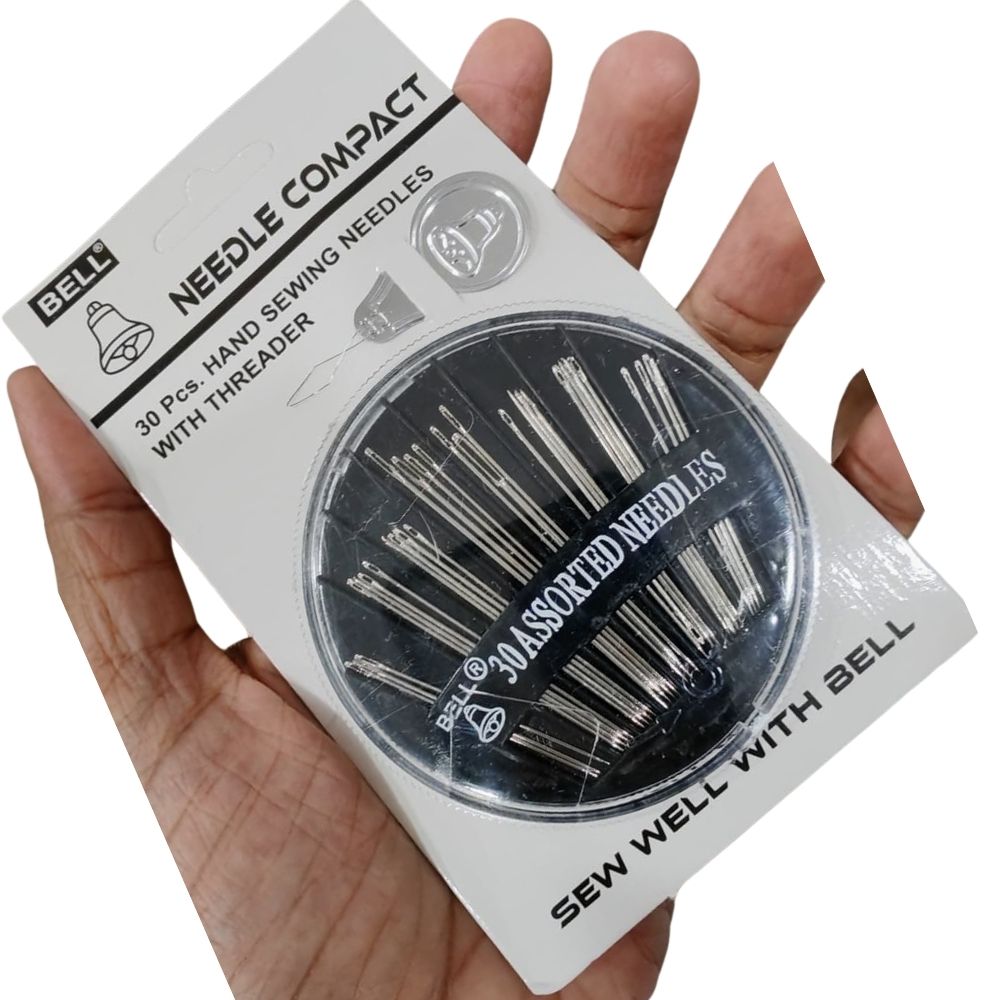 Bell Compact Eye Needle With Threader- 30pcs