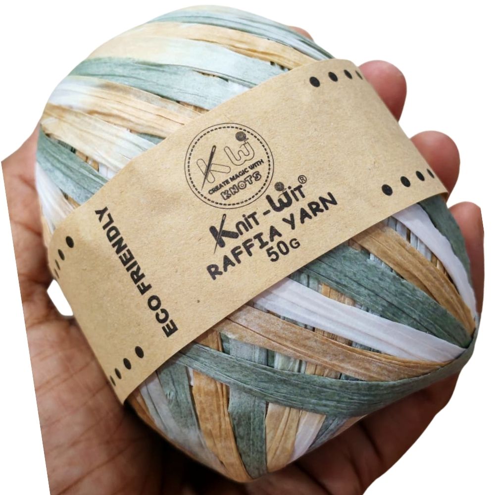 Raffia Paper Yarn 141 White Green Brown Multi Raffia Paper Yarn 141 White Green Brown Multi