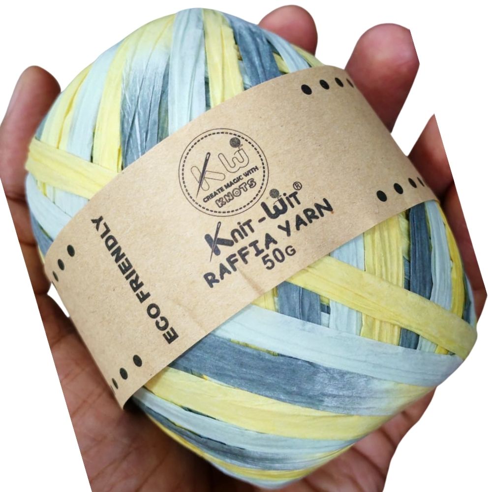 Raffia Paper Yarn 143 Yellow Grey Multi Raffia Paper Yarn 143 Yellow Grey Multi