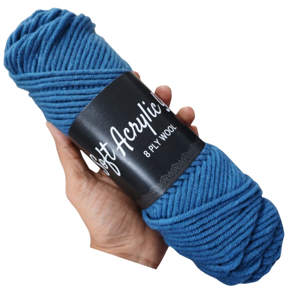 Soft Acrylic Yarn 8 ply Blue Grey