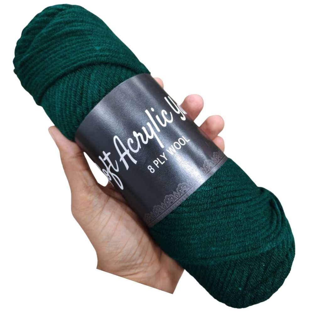 Soft Acrylic Yarn 8 ply Very Dark Green