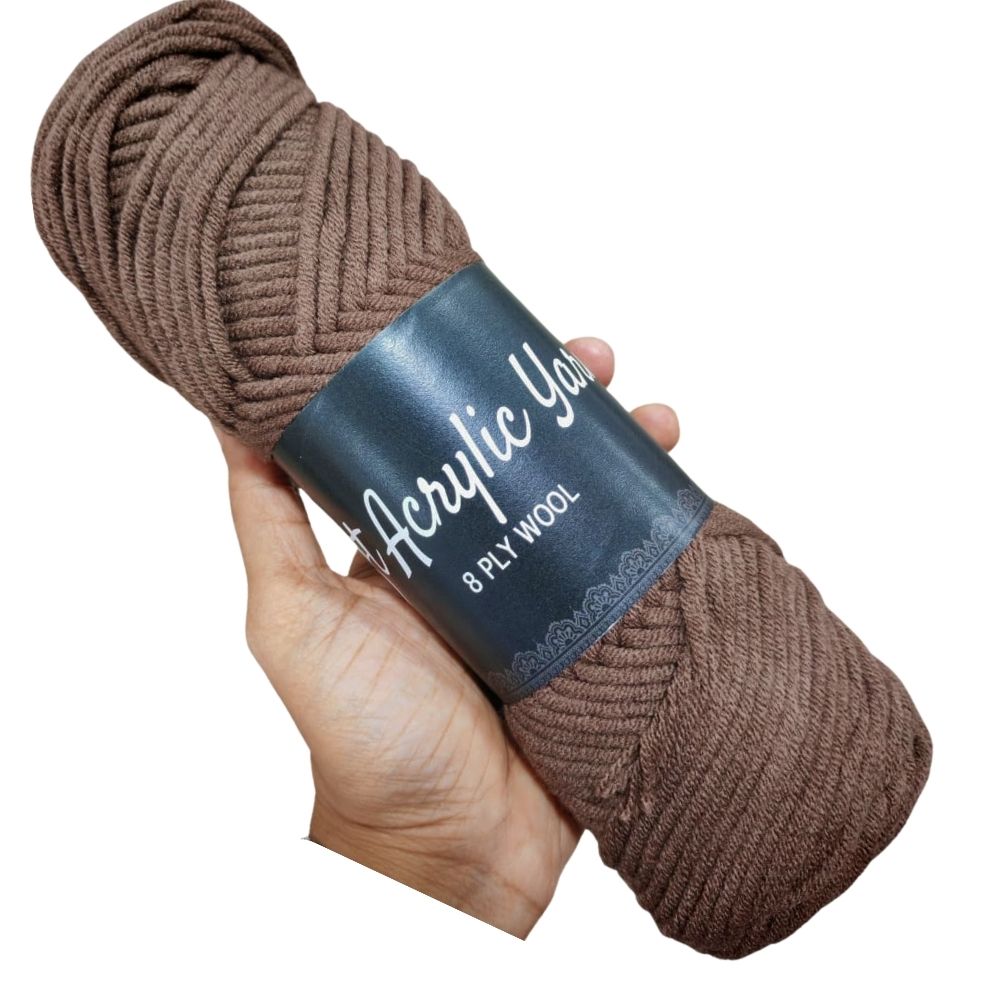 Soft Acrylic Yarn 8 ply Dark Brown